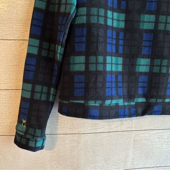 Dudley Stephens Plaid Park Slope Fleece Top Black Blue Green Mock Neck Small - Picture 3 of 12